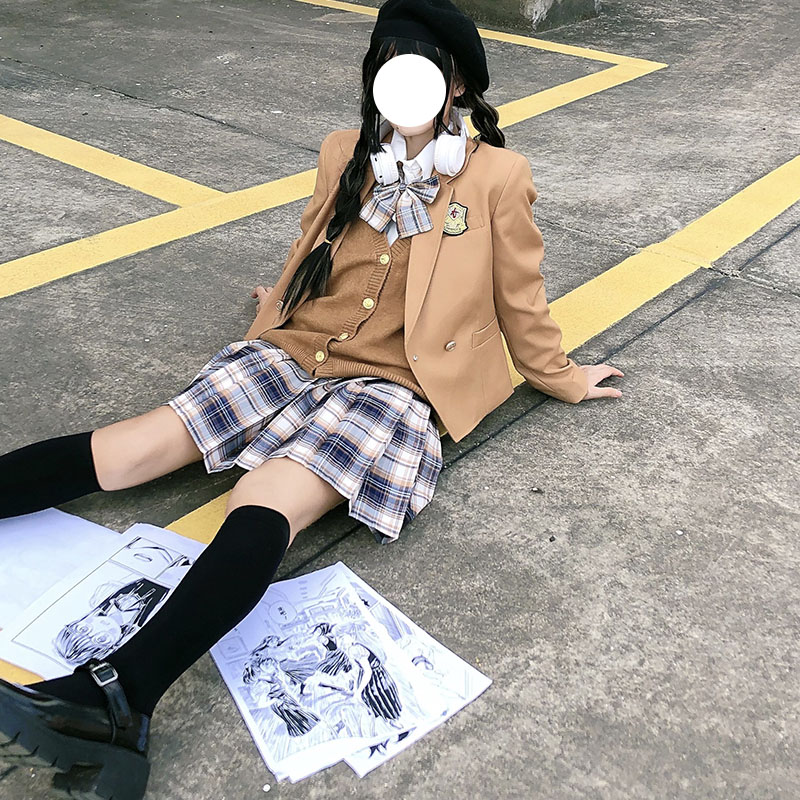 Suit jk suit jacket female uniform short section early autumn winter school for college style small Japanese single button new