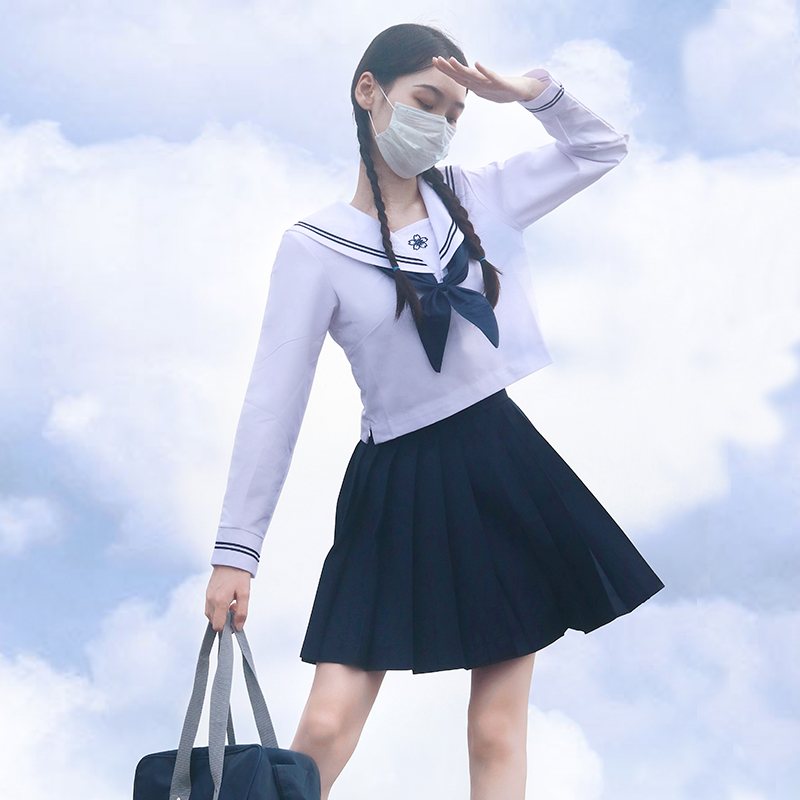 Sailor suit jk uniform suit full summer suit college style girl sweet Japanese small school contribution waist