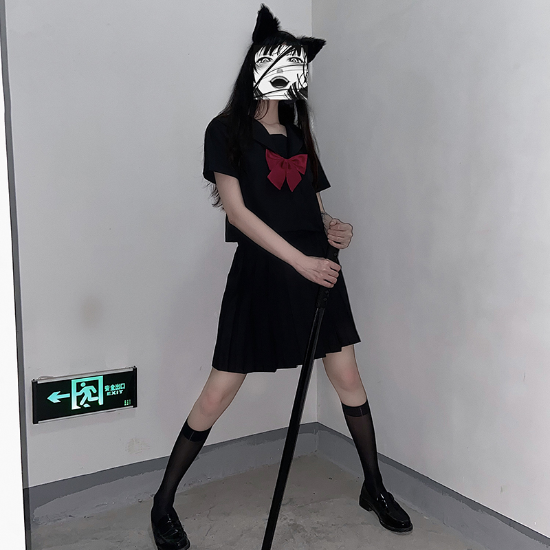 Lanyue Society dark jk uniform skirt genuine bad girl orthodox basic black no book suit full set of cool