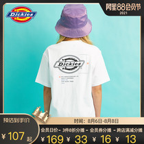 Dickies mens and womens big tide childrens summer front color label back monochrome label Loose crew neck printed short-sleeved T-shirt