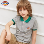 Quần áo trẻ em Dickies 2017 hè mới cổ áo màu bé trai áo polo ngắn tay đính hạt thêu tay ngắn tiêu chuẩn T - Áo thun