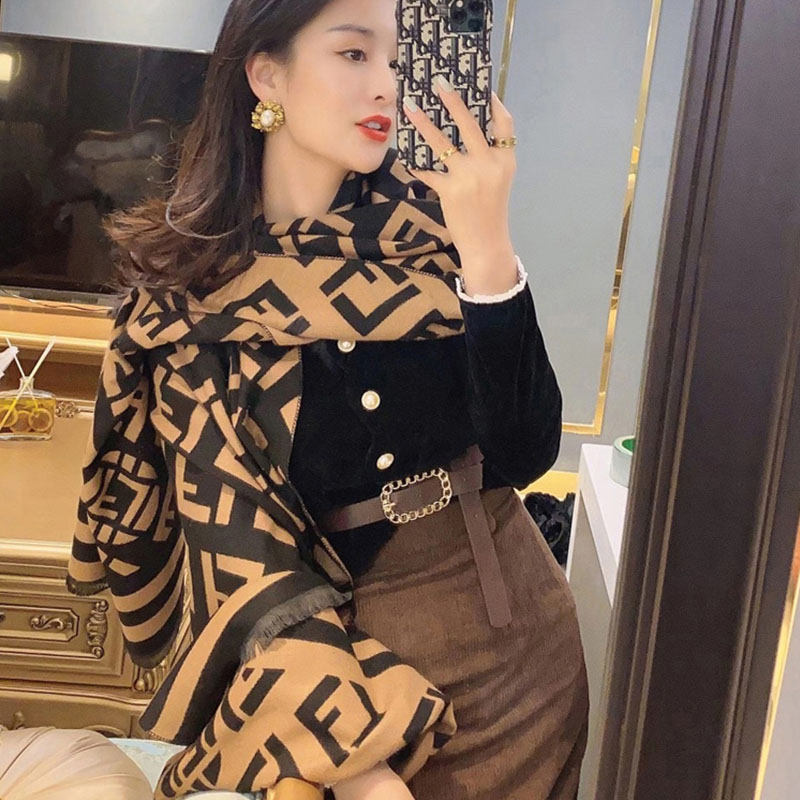 American CK scarf women's autumn and winter imitation cashmere letters thickened warm trend all-match scarf dual-use shawl