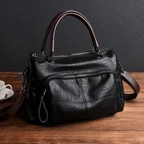 Hong Kong bag women's 2022 new soft leather large capacity shoulder slung fashion leather texture Boston bag