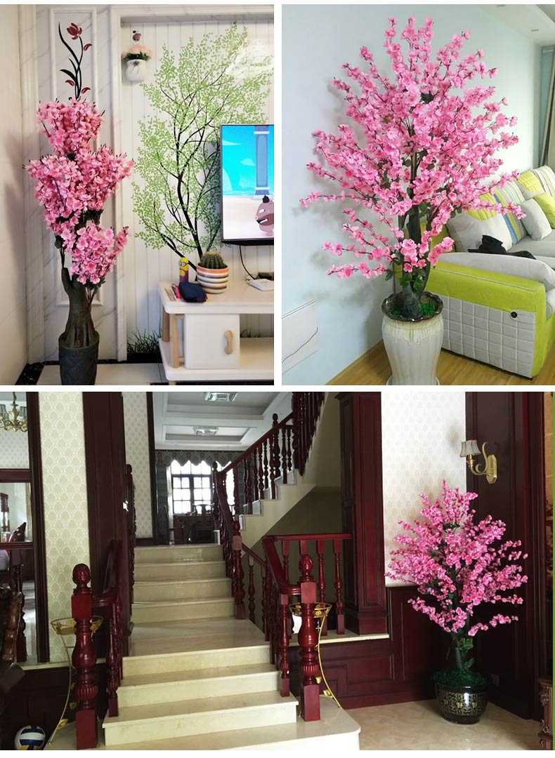 Hoa đào giả mô phỏng cây sàn chậu đào cây lớn bonsai nhựa trang trí trong nhà hoa phòng khách trang trí cây xanh - Hoa nhân tạo / Cây / Trái cây lựu giả