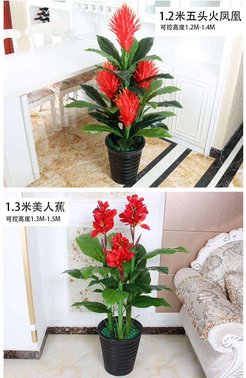 Hoa giả may mắn cây giả mô phỏng cây trong chậu nhựa sàn hoa lớn trong nhà phòng khách trang trí trang trí - Hoa nhân tạo / Cây / Trái cây hoa mai giả