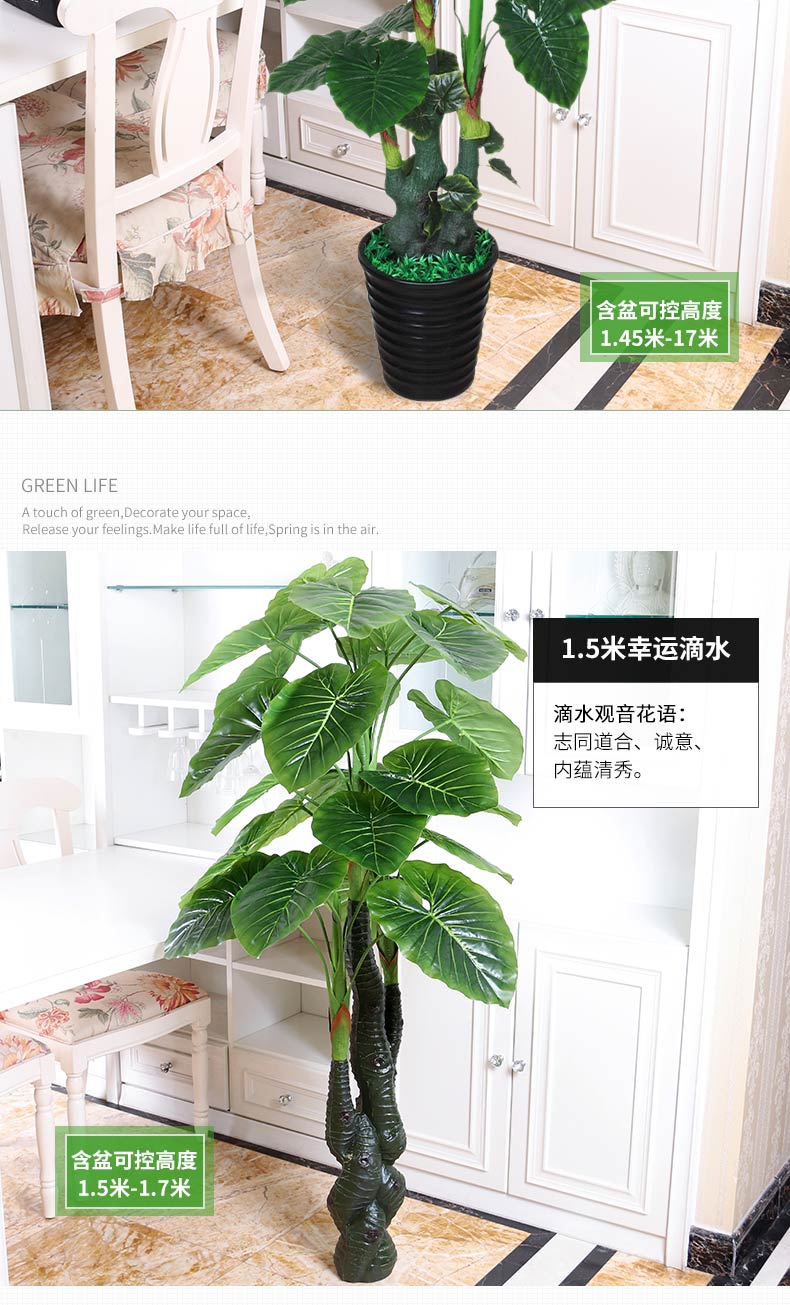 Cây giả nhỏ giọt Guanyin cây xanh mô phỏng cây sàn chậu trong nhà phòng khách hoa cây cảnh nhựa giả hoa trang trí - Hoa nhân tạo / Cây / Trái cây lan giả hạc rừng