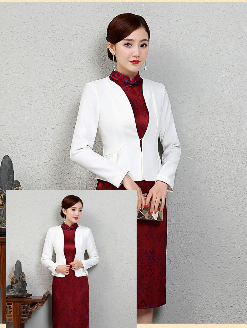 Áo khoác dáng liền màu retro nữ họa tiết ngắn nữ xuân hè 2018 mới với sườn xám bên ngoài Slim mỏng tay dài hoang dã quần áo nữ mùa hè đẹp