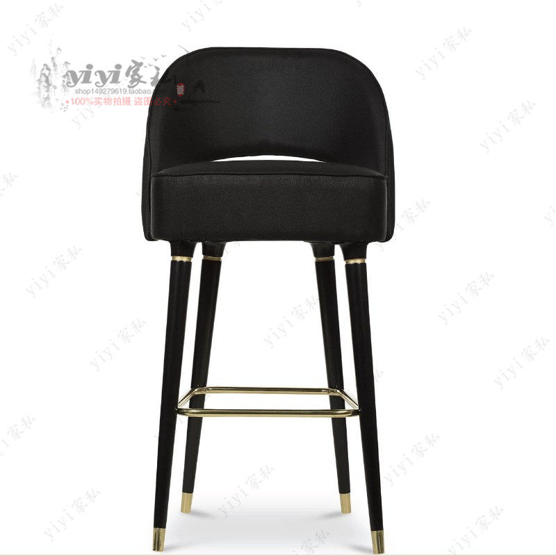 American bar table chair designer high footstool solid wood cloth art bar chair modern lavish bar chair creative KTV bar chair