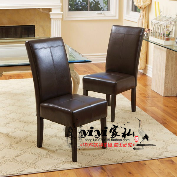 Light luxury wooden chair modern adult simple economic log log casual chair master design leather soft bag chair