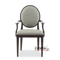 American Solid Wood Dining Chair Restaurant Eu Style Retro Fabric Soft Bag Chair New Vintage High Leaning Back Chair Book House Round Endorsement Chair