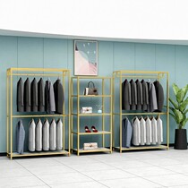 Wedding Dress Shelf Bilayer Show Shelf Golden Iron Art Floor Style Movie House Suit Dress Shelf Mens Clothes Hanger Rod