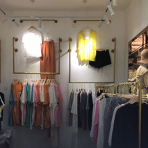 Clothing store hanging hanger F-shaped gold Wrought iron display rack Wall hanger Mens and womens shelves Childrens clothing side wall hanging