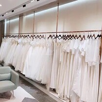 Golden Wedding rack Top of the sky Hanging Hanger Ground Floor Double Suit Display Rack Dress on Wall Custom