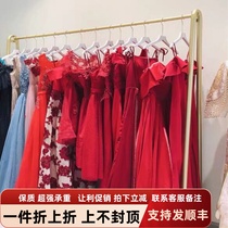 Gold hanger wedding dress shop special display rack photo studio studio floor-standing cheongsam dress rack womens clothing rack