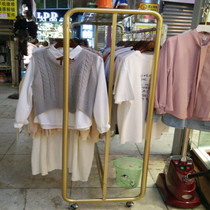 Clothing store display stand Floor-standing double row island rack High-grade gold mens and womens childrens clothing middle parallel bar hanger