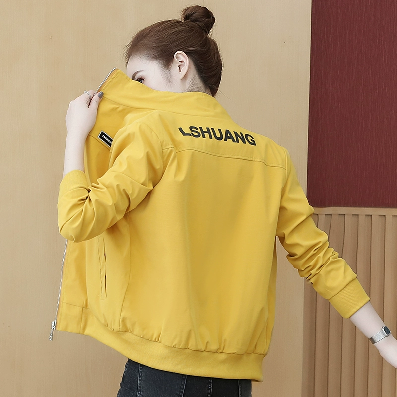 Áo khoác ngắn nữ 2021 mùa xuân và mùa thu mới đồng phục bóng chày Hàn Quốc áo khoác ngắn học sinh mỏng áo khoác bf rộng rãi - Áo khoác ngắn