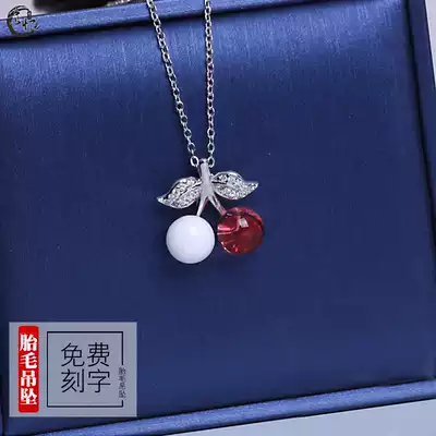 Yiyi fetal hair pendant Baby fetal hair twins S925 sterling silver necklace Cherry breast milk fetal hair souvenir production