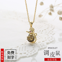 Yi Yi Yi hair pendant diy homemade custom Zodiac Mouse baby souvenir made sterling silver baby hair necklace