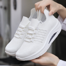 Summer walking dance special shoes dance shoes women wear white square dance shoes high rocking shoes women soft bottom mesh cloth