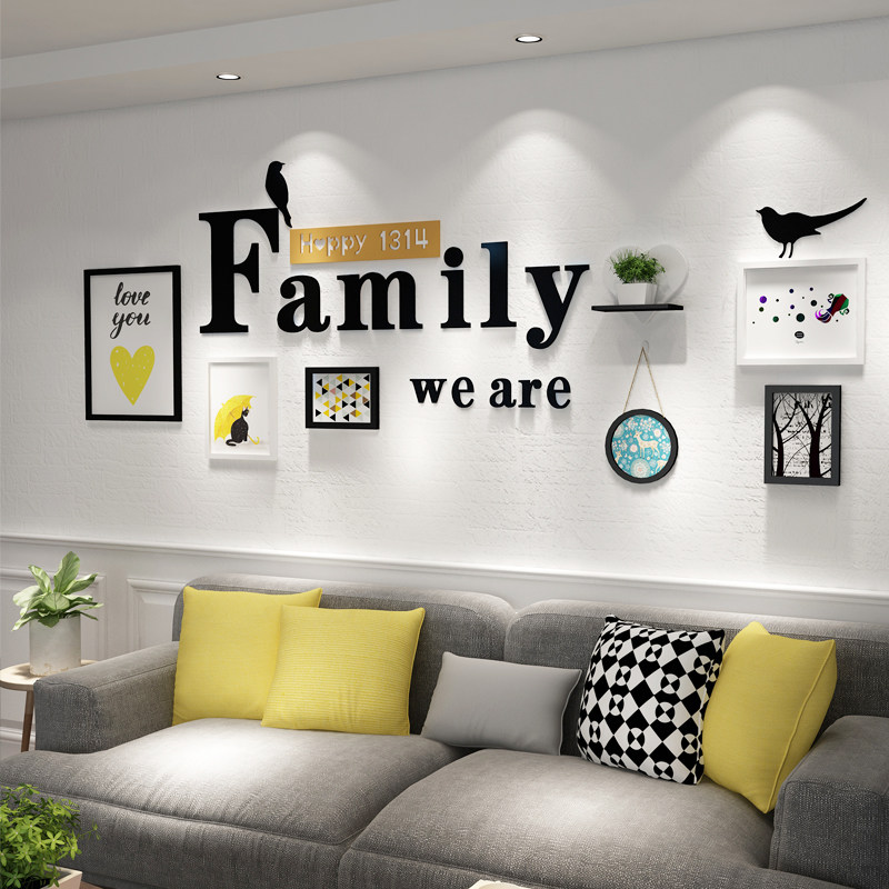 Living room photo wall decoration free of punch creative personality ins net red bedroom sofa Background board photo frame wall composition