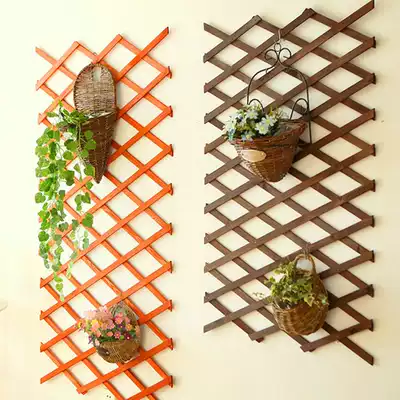 Solid wood grid living room wall-hanging flower rack Wall-hanging wall decoration balcony wall golden ge hanging plant flower pot rack