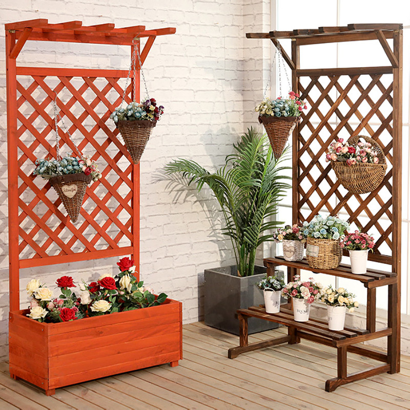 Embalming wood fence flower shelf flower shelf Climbing Frame climbing Outdoor Fence Outdoor Patio Decorated Flower Groove Partition Flower Case