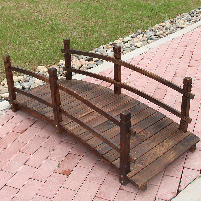 Field Garden Countryside Garden Outdoor Small Arch Bridge Solid Wood Anticorrosive Wood Patio Terrace Terrace Decoration Carbonated Wood Wooden Bridge Landscape Bridge