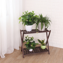 Flower stand white wooden Mediterranean simple clearance special flower shelf flower shop display stand two layers of wood double layer