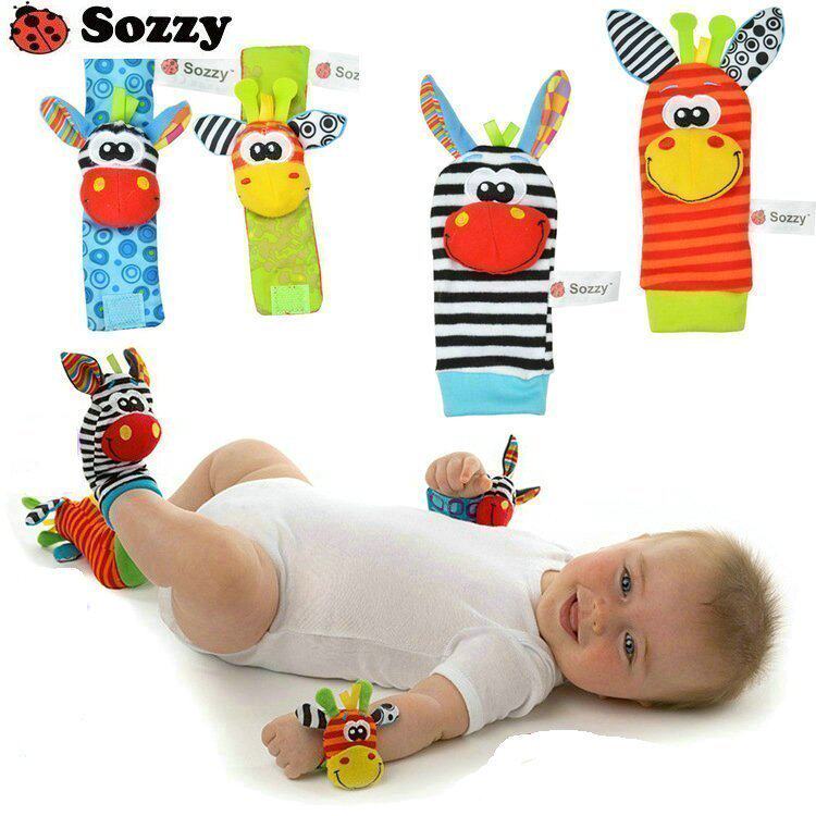 Newborn baby toy wrist rattle baby hand crank wrist strap socks belt rattle paper plush toy