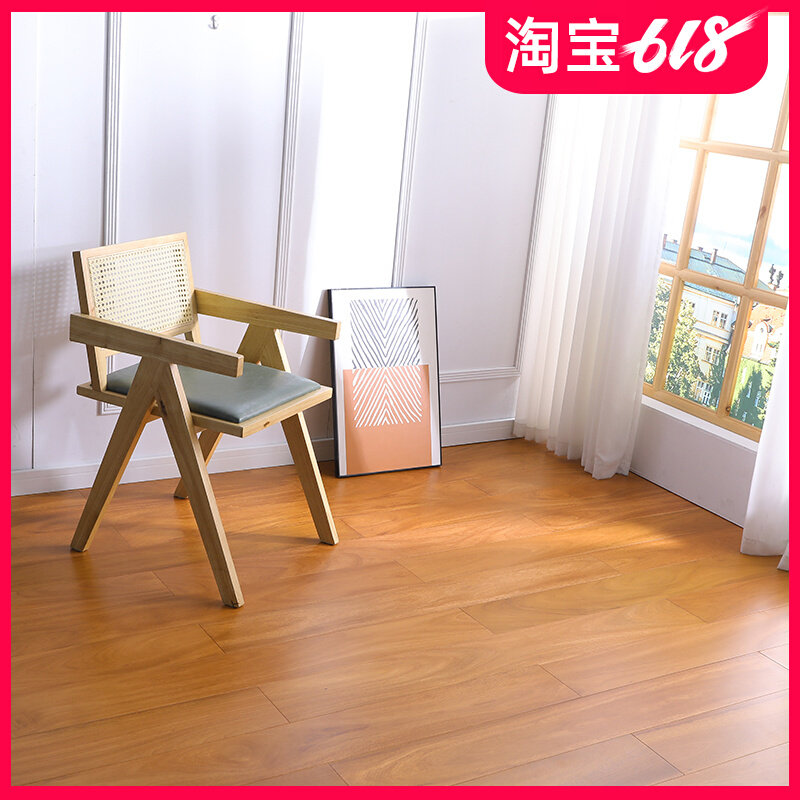 Mese (African yellow flower pear) log pure solid wood floor free of keel and heat floor to warm indoor home