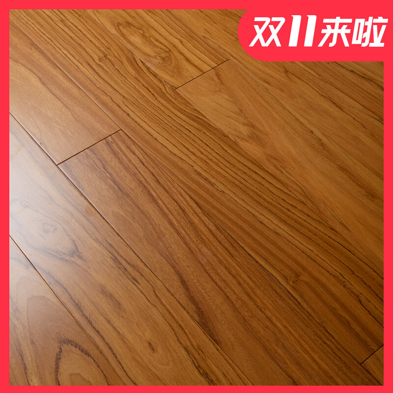 Jiutu Burmese eggplant (African huanghuali) log pure solid wood floor free keel lock floor heating factory direct sales