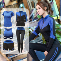 Korean net red new fitness suit suit womens quick-drying running thin sportswear yoga suit five-piece suit