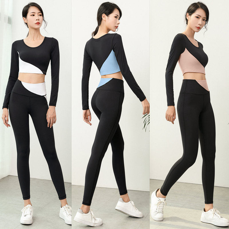 Autumn and winter new fitness suits women's long-sleeved fashion quick-drying tights running sports age-reducing yoga clothes two-piece suit