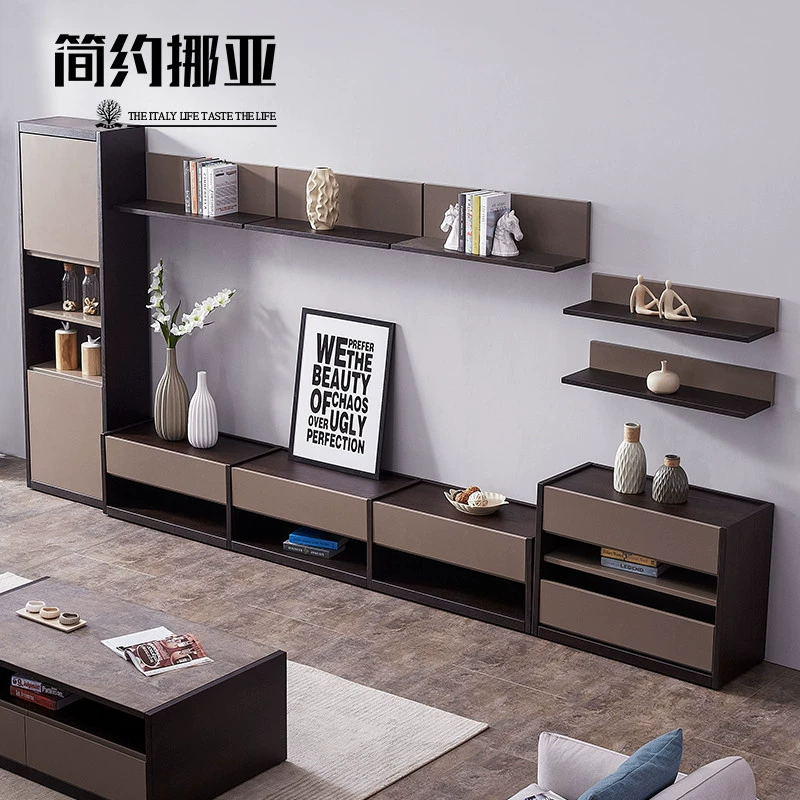 Bộ đồ nội thất Noah tối giản kiểu Ý kết hợp bàn cà phê kiểu Bắc Âu tủ tivi kết hợp tường nền tivi hiện đại ánh sáng sang trọng - Buồng