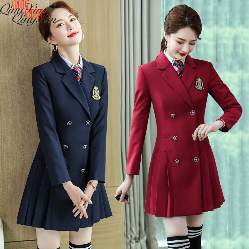 OL professional suit female medium and long version kindergarten teacher formal suit teacher work clothes kindergarten teacher garden clothes spring and autumn models