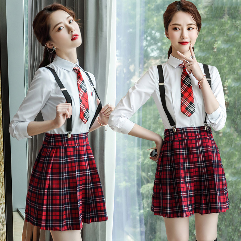 College style JK uniform shirt women's pleated skirt suit large size work clothes gk kindergarten school uniform teacher work clothes autumn