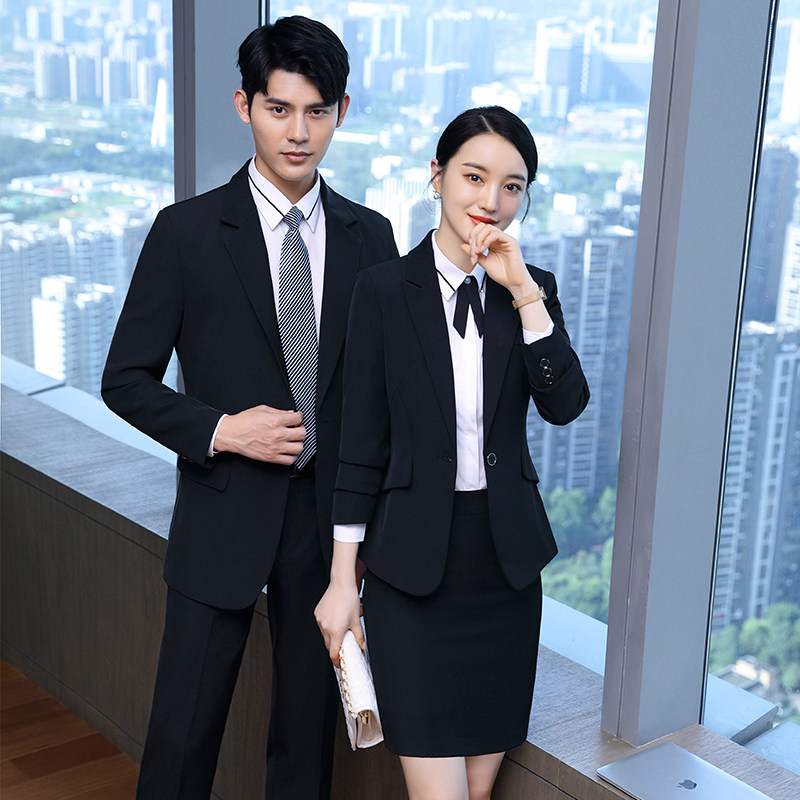 Positive Dress Woman Suit Suit for men and women with the same paragraph Work clothes Three sets Temperament Sample House Display Center Hotel Front Work Women