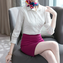 Position womens suit long-sleeved white shirt temperament skirt beauty salon hotel work clothes female autumn