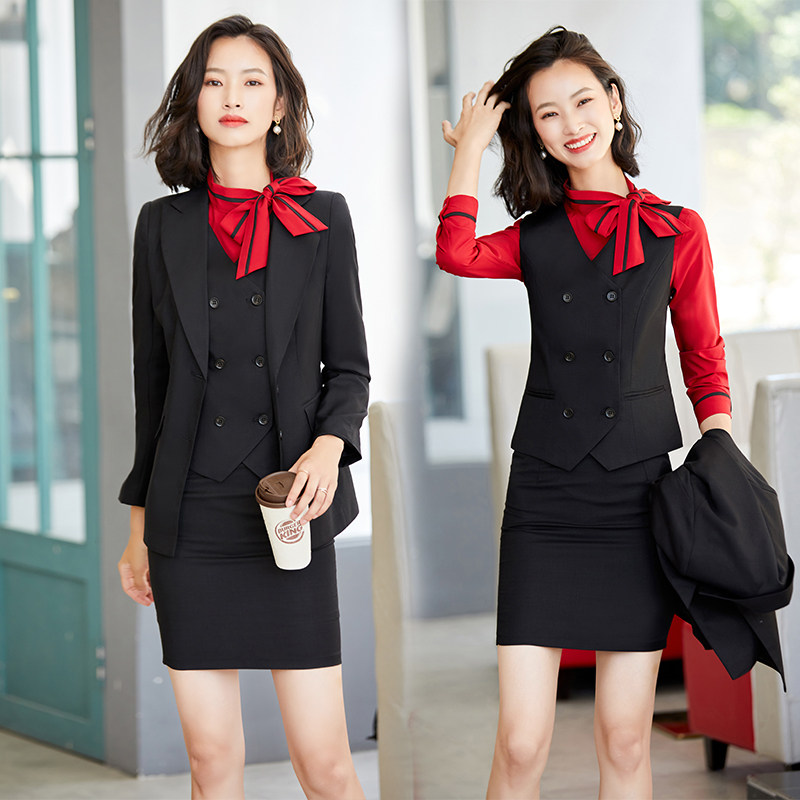 Work clothes Temperament Suit Suit Female Teacher High-end Positive Dress President Jewelry Store Preschool Teacher Work Clothes Three Sets Spring