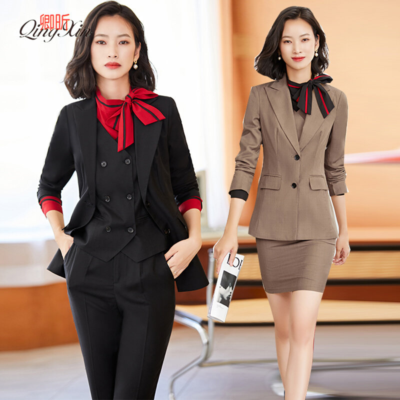 High-end OL professional suit suit female hotel front desk overalls fashion beautician clothing temperament spring and autumn tooling