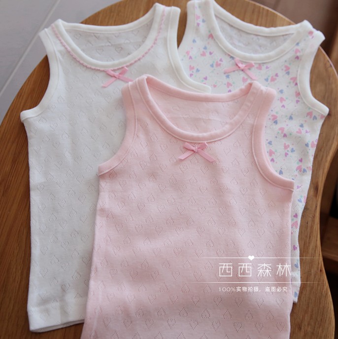 Japanese children's and girls' hurdle vest bottoming underwear knitted suspenders pure cotton for all seasons 80-160 yards