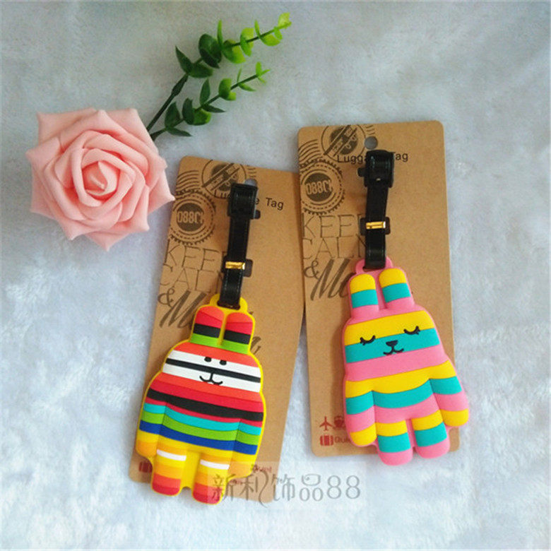 New Korean version colorful rabbit luggage tag cartoon pvc soft plastic tag travel supplies boarding pass cute rabbit