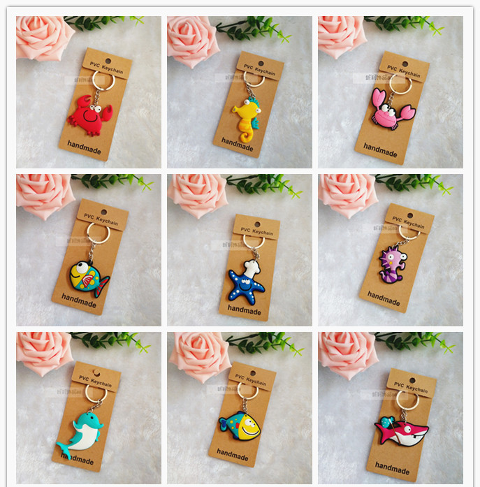 New key chain pendant Cute cartoon fish series keychain Aquarium creative gift pendant key ring