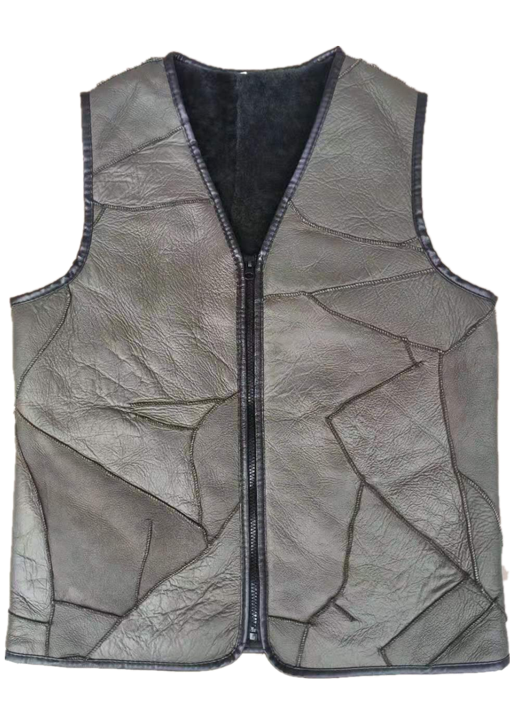 Sheep shearing fur one-piece real sheepskin vest Leather warm waistcoat