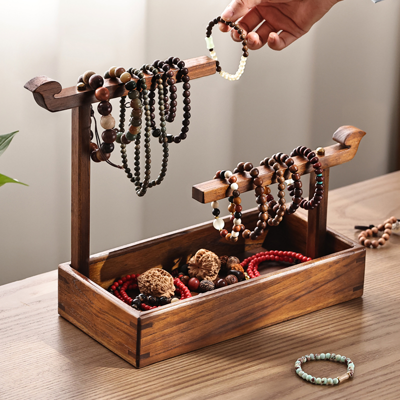 無垢材ブレスレットラック家庭用収納ジュエリーラック吊り下げブレスレット仏数珠文湾ジュエリーラックキーネックレスディスプレイラック