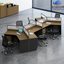 Simple modern staff table 3 5 6-person office desk and chair combination screen card holder computer desk special-shaped staff table