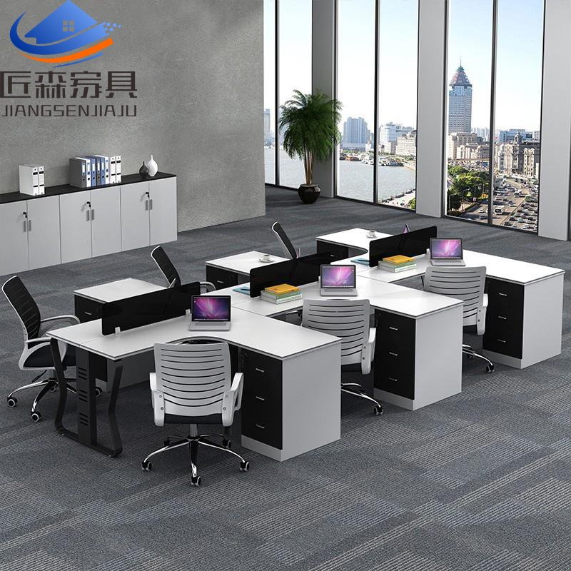L-shaped desk simple modern 4 6 8-person screen card partition staff table staff office desk and chair combination