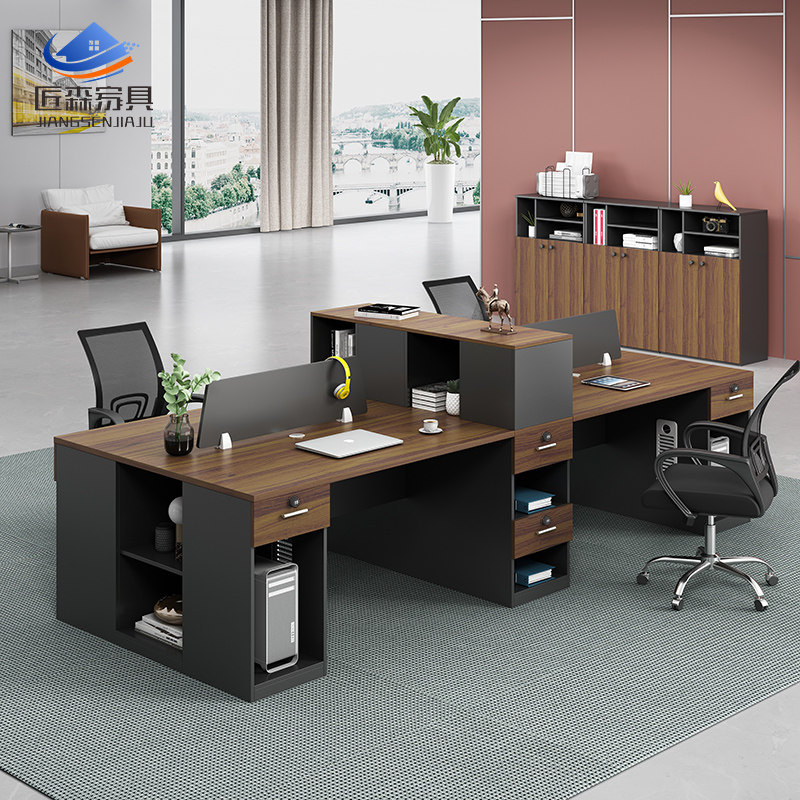 Desk chair combination simple modern double face to face 4 6 seat staff table 2 people staff finance room table