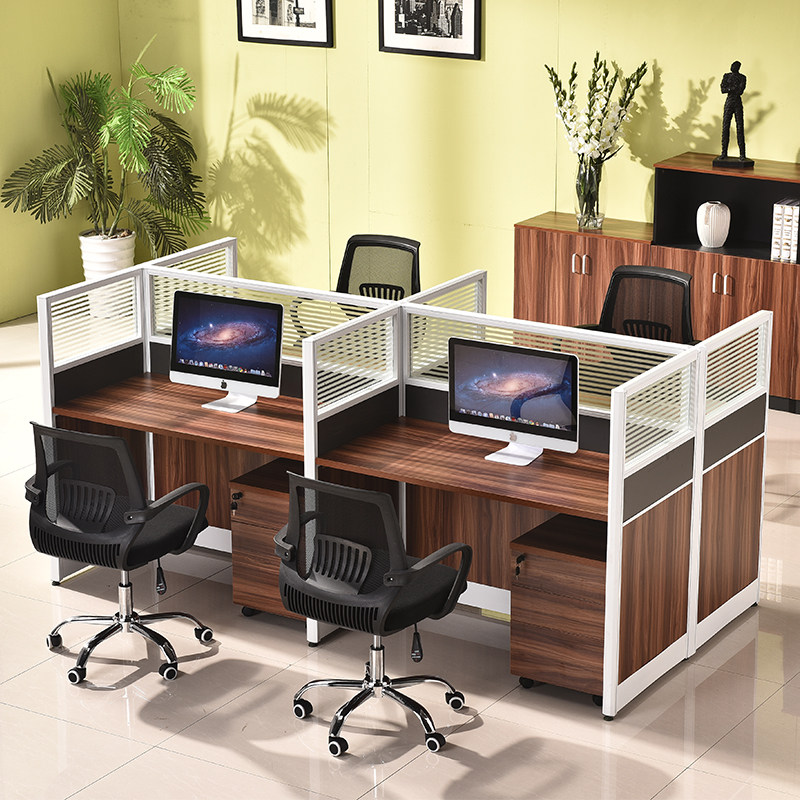 Hengdexing Office Furniture Company Staff Four Office Tables and Chairs Double Combination Screen Card Position