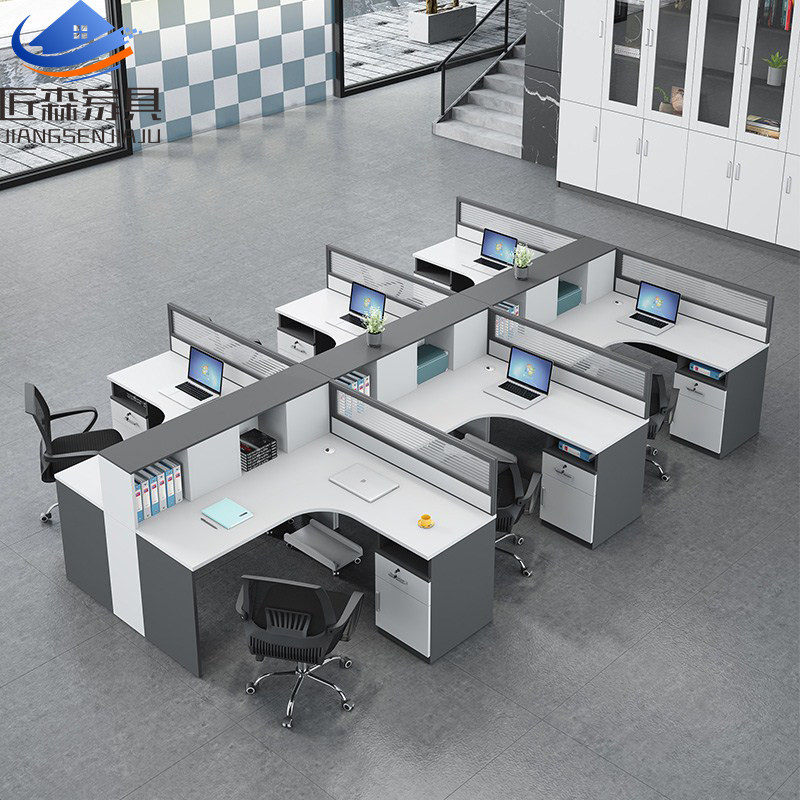 Office desk and chair combination simple modern double 4 4 6 6 financial staff screen computer desk card furniture